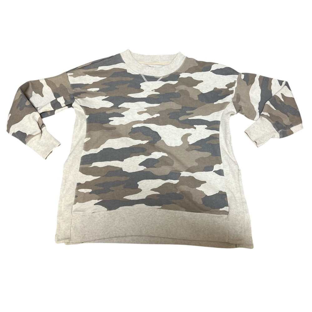 Aerie Good Vibes Oversized Camo Side Slit Sweatshirt